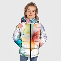 Куртка зимняя для мальчика Акварельный цветочный принт, цвет: 3D-красный — фото 2