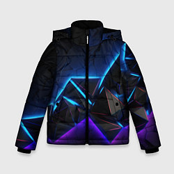 Куртка зимняя для мальчика Неоновые объемные частицы, цвет: 3D-светло-серый