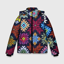 Куртка зимняя для мальчика Орнамент удмуртский, цвет: 3D-светло-серый