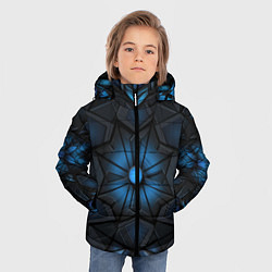 Куртка зимняя для мальчика Калейдоскопные черные и синие узоры, цвет: 3D-светло-серый — фото 2