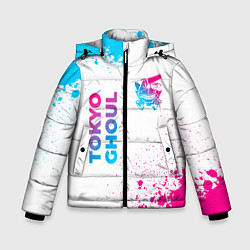 Куртка зимняя для мальчика Tokyo Ghoul neon gradient style: надпись, символ, цвет: 3D-черный