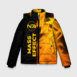 Куртка зимняя для мальчика Mass Effect - gold gradient: по-вертикали, цвет: 3D-черный