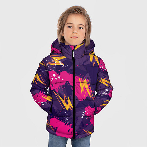 Зимняя куртка для мальчика Абстрактные узоры паттерн / 3D-Светло-серый – фото 3