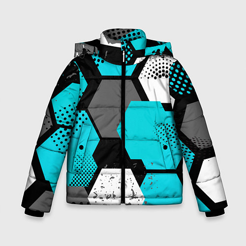 Зимняя куртка для мальчика Шестиугольники абстрактный фон / 3D-Красный – фото 1