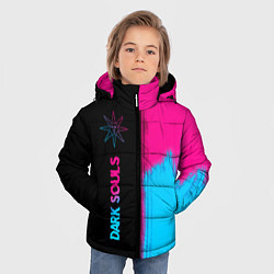 Куртка зимняя для мальчика Dark Souls - neon gradient: по-вертикали, цвет: 3D-черный — фото 2