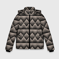 Куртка зимняя для мальчика Объемные бежевые ромбы на черном, цвет: 3D-черный