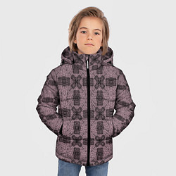 Куртка зимняя для мальчика Ажурный коричнево - черный узор, цвет: 3D-черный — фото 2
