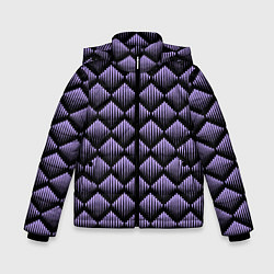Куртка зимняя для мальчика Фиолетовые выпуклые ромбы, цвет: 3D-черный