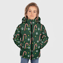 Куртка зимняя для мальчика Рождественский леденец и снежинки узор, цвет: 3D-черный — фото 2