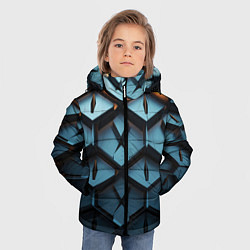 Куртка зимняя для мальчика Металлические объемные чешуйчатые ромбы, цвет: 3D-красный — фото 2
