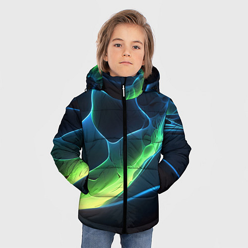 Зимняя куртка для мальчика Зеленый свет на плитах / 3D-Светло-серый – фото 3