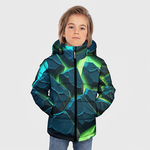 Зимняя куртка для мальчика Камни в неоне / 3D-Светло-серый – фото 3