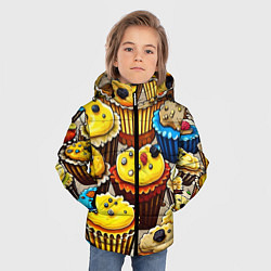 Куртка зимняя для мальчика Вкусный принт - кексы от нейросети, цвет: 3D-черный — фото 2