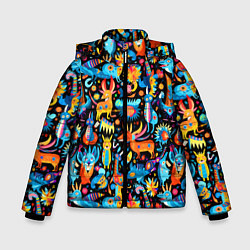 Куртка зимняя для мальчика Космические чудики, цвет: 3D-красный