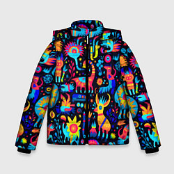Куртка зимняя для мальчика Космические веселые монстрики, цвет: 3D-черный