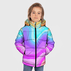 Куртка зимняя для мальчика Неоновая разноцветная волна, цвет: 3D-черный — фото 2