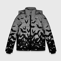 Куртка зимняя для мальчика Серый фон и летучие мыши, цвет: 3D-черный