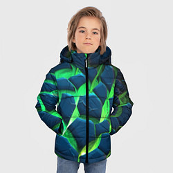 Куртка зимняя для мальчика Разломленные зеленые плиты, цвет: 3D-светло-серый — фото 2