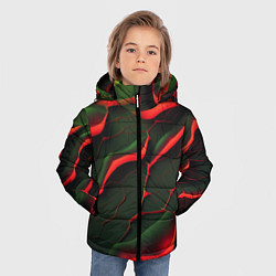 Куртка зимняя для мальчика Объемные зеленые плиты, цвет: 3D-черный — фото 2
