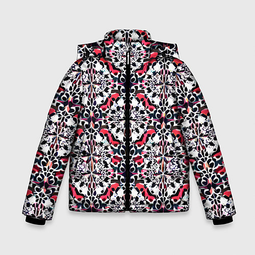 Зимняя куртка для мальчика Геометрический паттерн - нейросеть / 3D-Красный – фото 1