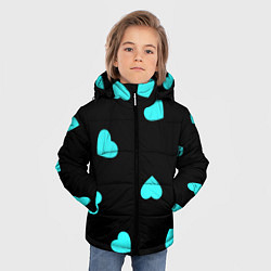 Куртка зимняя для мальчика С голубыми сердечками на черном, цвет: 3D-черный — фото 2