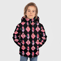 Куртка зимняя для мальчика Клеточка black pink, цвет: 3D-светло-серый — фото 2