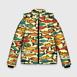 Куртка зимняя для мальчика Стайка рыбок, цвет: 3D-красный