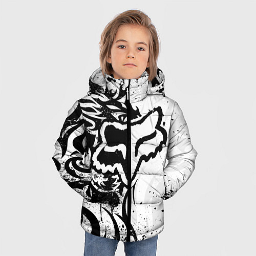 Зимняя куртка для мальчика Fox motocross - белый дракон / 3D-Светло-серый – фото 3