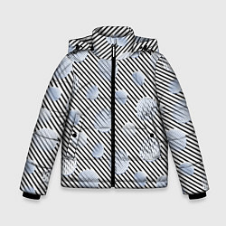 Куртка зимняя для мальчика Серебристые круги на полосатом фоне, цвет: 3D-светло-серый