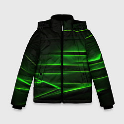 Куртка зимняя для мальчика Green lines abstract, цвет: 3D-черный