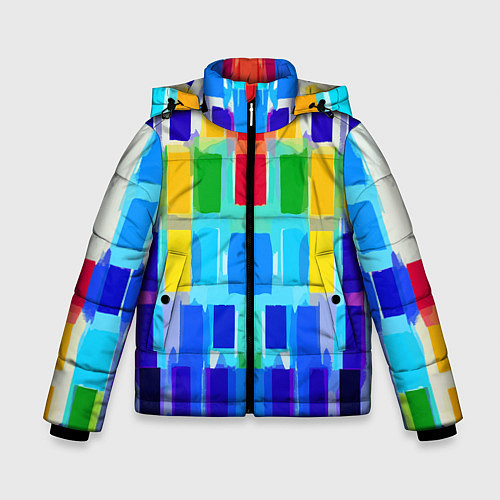 Зимняя куртка для мальчика Colorful strips - pop art - vogue / 3D-Красный – фото 1