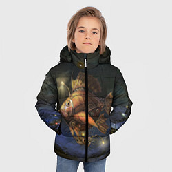 Куртка зимняя для мальчика Рыба-дирижабль в ночи, цвет: 3D-светло-серый — фото 2