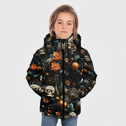 Зимняя куртка для мальчика Мистер Череп / 3D-Светло-серый – фото 3