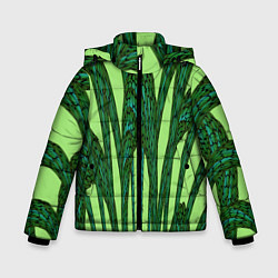 Куртка зимняя для мальчика Зеленый растительный мотив, цвет: 3D-красный