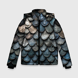 Куртка зимняя для мальчика Чешуя тёмного дракона, цвет: 3D-черный