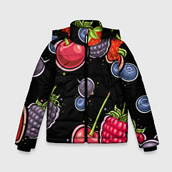 Куртка зимняя для мальчика Плоды и ягоды, цвет: 3D-красный