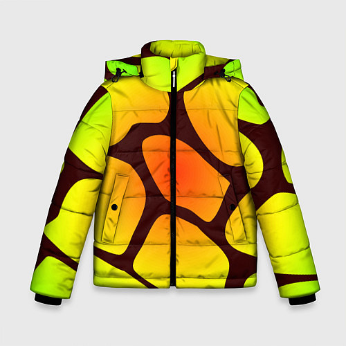 Зимняя куртка для мальчика Коричневая сеть с цветными пятнами / 3D-Красный – фото 1
