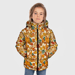 Куртка зимняя для мальчика Осенние листья узор, цвет: 3D-черный — фото 2