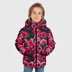 Куртка зимняя для мальчика Красные цветы узор, цвет: 3D-светло-серый — фото 2