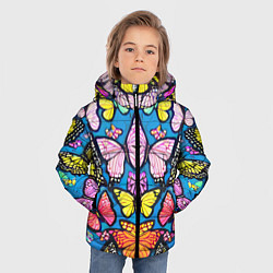 Куртка зимняя для мальчика Зеркальный паттерн из бабочек - мода, цвет: 3D-светло-серый — фото 2