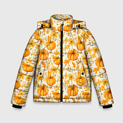 Куртка зимняя для мальчика Тыквы и осенние цветы - паттерн, цвет: 3D-светло-серый