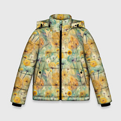 Куртка зимняя для мальчика Одуванчики узор, цвет: 3D-светло-серый