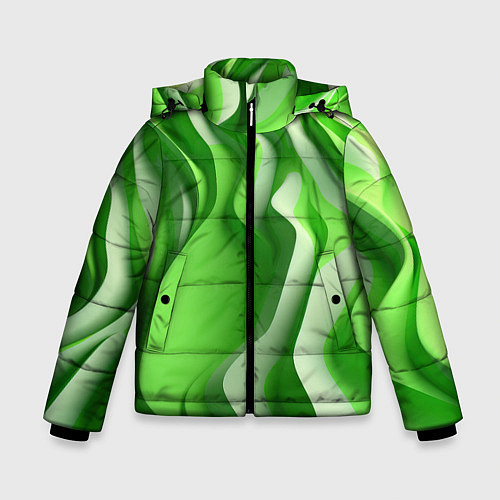 Зимняя куртка для мальчика Зеленые объемные полосы / 3D-Красный – фото 1