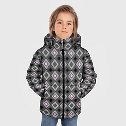 Куртка зимняя для мальчика Серо - розовый геометрический узор, цвет: 3D-светло-серый — фото 2