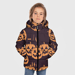 Куртка зимняя для мальчика Фонарь джек в грандж стиле halloween тыква cartoon, цвет: 3D-светло-серый — фото 2