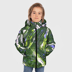 Куртка зимняя для мальчика Космические кибер схемы зелёные, цвет: 3D-светло-серый — фото 2