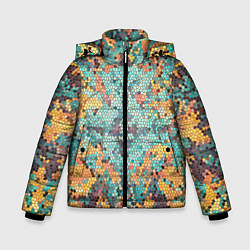 Куртка зимняя для мальчика Яркий мозаичный узор, цвет: 3D-черный
