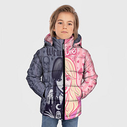 Куртка зимняя для мальчика Барби и Уэнсдей - мои две личности: в стиле тату, цвет: 3D-светло-серый — фото 2