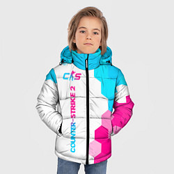 Куртка зимняя для мальчика Counter-Strike 2 neon gradient style: по-вертикали, цвет: 3D-черный — фото 2