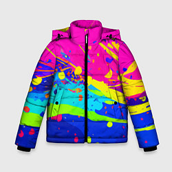 Куртка зимняя для мальчика Красочная абстрактная композиция, цвет: 3D-черный